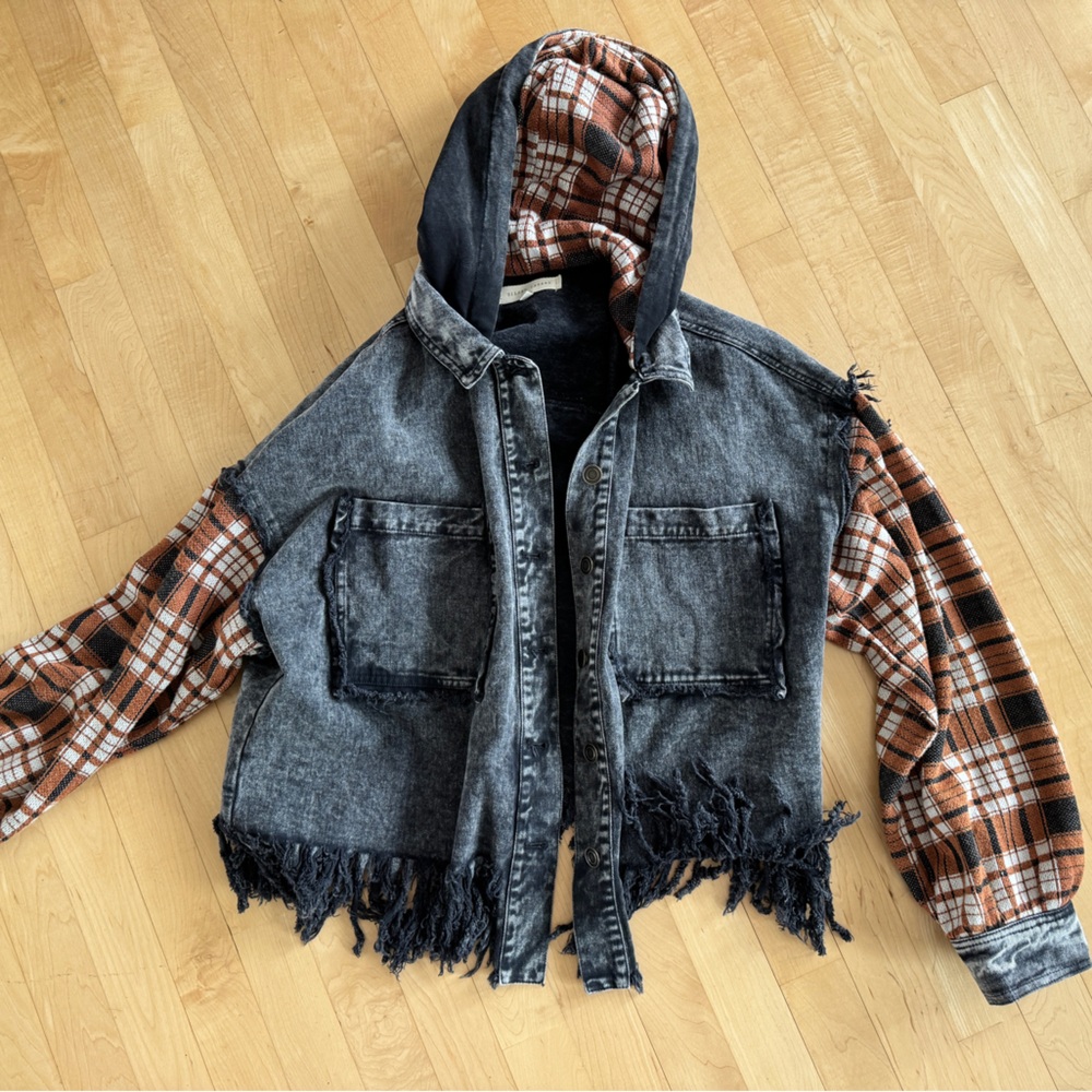 Gilded Intent Black and Orange Plaid Jacket